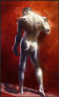 figure painting red dude pkgameart