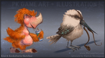 kiwi and kookaburra sketch pkgameart